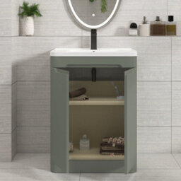 Royal Bathrooms Venice 800mm Sage Green Floor Standing Vanity Unit 2 Drawer With Ceramic Basin - thumbnail 4