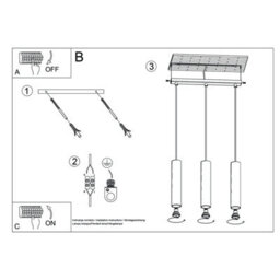 Sollux Lighting Lagos Steel Ultramarine 3 Lights Modern Pendant Lamps - thumbnail 8