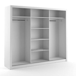 Arte Lux Ii Modern Mirrored Sliding Door Wardrobe (H2150mm W2500mm D600mm) - White Matt - thumbnail 3