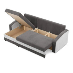 Orion A Corner Sofa Bed With Storage Universal Site Black Cream - thumbnail 3