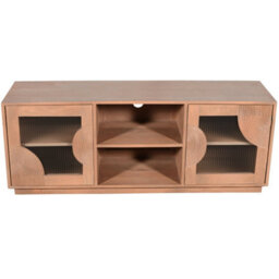 Wyld Haus New Mexico Mango Wood 2-Door Tv Unit With Reeded Glass - thumbnail 4
