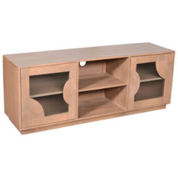 Wyld Haus New Mexico Mango Wood 2-Door Tv Unit With Reeded Glass - thumbnail 3