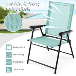 Costway Set Of 4 Patio Folding Dining Chairs Outdoor Portable Sling Back Chairs - thumbnail 5