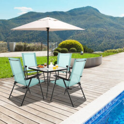 Costway Set Of 4 Patio Folding Dining Chairs Outdoor Portable Sling Back Chairs - thumbnail 4