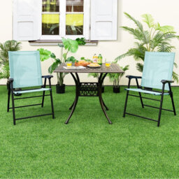 Costway Set Of 4 Patio Folding Dining Chairs Outdoor Portable Sling Back Chairs - thumbnail 3