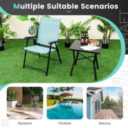 Costway Set Of 4 Patio Folding Dining Chairs Outdoor Portable Sling Back Chairs - thumbnail 8