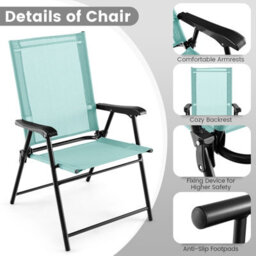 Costway Set Of 4 Patio Folding Dining Chairs Outdoor Portable Sling Back Chairs - thumbnail 7