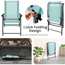 Costway Set Of 4 Patio Folding Dining Chairs Outdoor Portable Sling Back Chairs - thumbnail 6