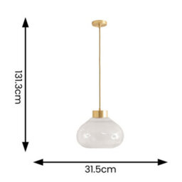 Valuelights Corinne Twill Clear Glass Brushed Gold Capped Ceiling Pendant Light With Bulb - thumbnail 6