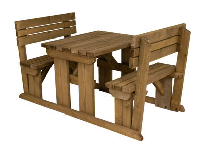 Arbor Garden Solutions Alders Wooden Picnic Bench And Table Set, Outdoor Dining Set With Backrest (3Ft, Rustic Brown) - image 1