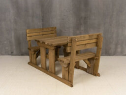 Arbor Garden Solutions Alders Wooden Picnic Bench And Table Set, Outdoor Dining Set With Backrest (3Ft, Rustic Brown) - thumbnail 3