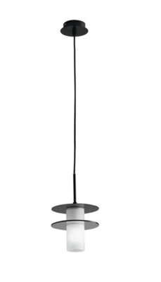 Luminosa Lighting Luminosa Record Double Disc Pendant, Tinted Glass, Black Opal, E14