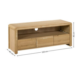 Julian Bowen Curve 3 Drawer Wide Tv Unit - Oak - thumbnail 9