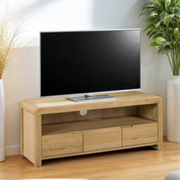 Julian Bowen Curve 3 Drawer Wide Tv Unit - Oak
