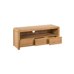 Julian Bowen Curve 3 Drawer Wide Tv Unit - Oak - thumbnail 4