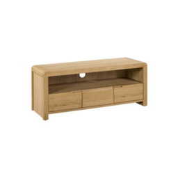 Julian Bowen Curve 3 Drawer Wide Tv Unit - Oak - thumbnail 3