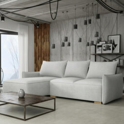 Focus L Universal Side Corner Sofa Bed With Storage Hdf And Chipboard Frame 240X155X87 Cm Fabric Light Grey