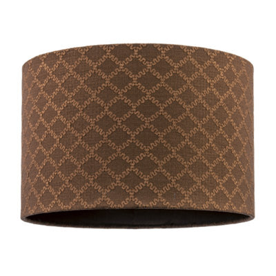 Happy Homewares Contemporary Chocolate Brown Woven Lattice Lampshade In Textured Linen - image 1