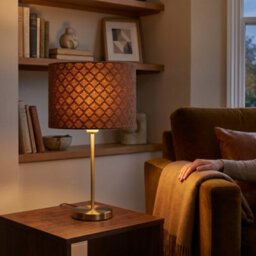 Happy Homewares Contemporary Chocolate Brown Woven Lattice Lampshade In Textured Linen - thumbnail 6