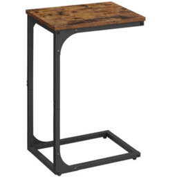 LEDREM C-Shaped Side Table, Bedside Table, Sofa Side Table, Coffee Table, With Metal Frame, Industrial, For Living Room, Bedroom - thumbnail 7