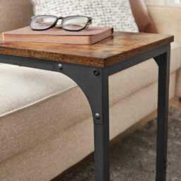 LEDREM C-Shaped Side Table, Bedside Table, Sofa Side Table, Coffee Table, With Metal Frame, Industrial, For Living Room, Bedroom - thumbnail 6