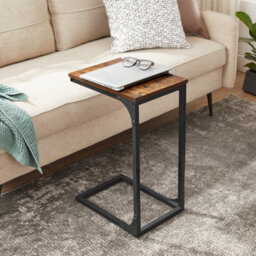LEDREM C-Shaped Side Table, Bedside Table, Sofa Side Table, Coffee Table, With Metal Frame, Industrial, For Living Room, Bedroom - thumbnail 2