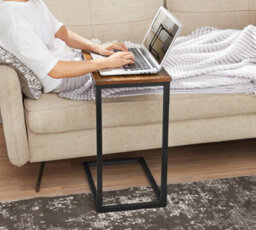 Vasagle C-Shaped Side Table, Bedside Table, Sofa Side Table, Coffee Table, With Metal Frame, For Living Room, Bedroom