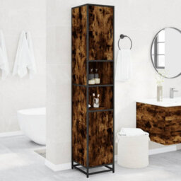 Walplus Bathroom Cabinet Smoked Oak 35X37.5X188.5 Cm Engineered Wood And Metal - thumbnail 1