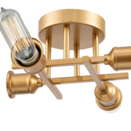 Happy Homewares Industrial Vintage Satin Gold Ceiling Light Fitting With Traditional Lampholders - thumbnail 4