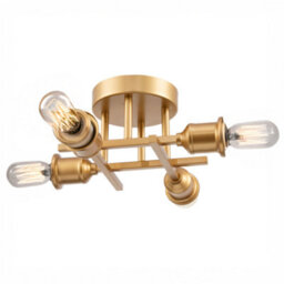 Happy Homewares Industrial Vintage Satin Gold Ceiling Light Fitting With Traditional Lampholders