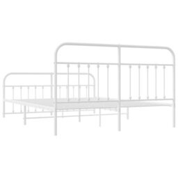Berkfield Metal Bed Frame With Headboard And Footboard White 160X200 Cm - thumbnail 8