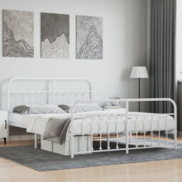 Berkfield Metal Bed Frame With Headboard And Footboard White 160X200 Cm - thumbnail 1