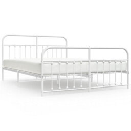 Berkfield Metal Bed Frame With Headboard And Footboard White 160X200 Cm - thumbnail 2