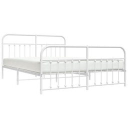 Berkfield Metal Bed Frame With Headboard And Footboard White 160X200 Cm - thumbnail 3