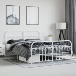 Berkfield Metal Bed Frame With Headboard And Footboard White 160X200 Cm - thumbnail 4
