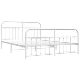 Berkfield Metal Bed Frame With Headboard And Footboard White 160X200 Cm - thumbnail 5