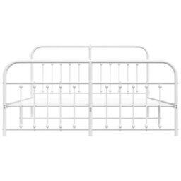 Berkfield Metal Bed Frame With Headboard And Footboard White 160X200 Cm - thumbnail 6