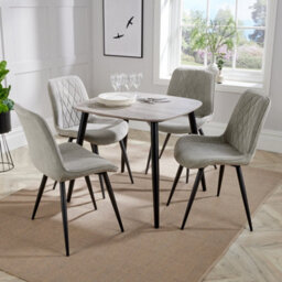 Core Products Aspen Grey Oak Effect 80Cm Square Dining Table With 4 Light Grey Cord Fabric Diamond Stitch Design Chairs - thumbnail 1