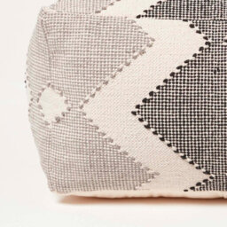 Homescapes Malmo Handwoven Textured Natural & Black Pouffe Bean Cube - thumbnail 3