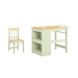 Sobuy Kmb60-Gr, Kids Desk And Chair Set Kids Study Table And Chair Set With 2 Storage Shelves And Paper Roll Holder,green
