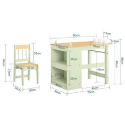 Sobuy Kmb60-Gr, Kids Desk And Chair Set Kids Study Table And Chair Set With 2 Storage Shelves And Paper Roll Holder,green - thumbnail 3