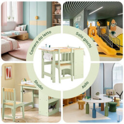 Sobuy Kmb60-Gr, Kids Desk And Chair Set Kids Study Table And Chair Set With 2 Storage Shelves And Paper Roll Holder,green - thumbnail 5