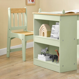 Sobuy Kmb60-Gr, Kids Desk And Chair Set Kids Study Table And Chair Set With 2 Storage Shelves And Paper Roll Holder,green - thumbnail 9