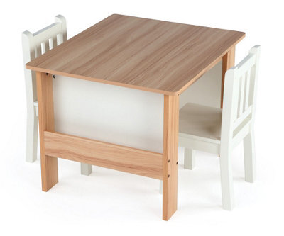 Humble Crew Journey Children's Wood Table And 2 Chairs Set With Book Storage, Natural/white - image 1