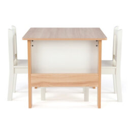 Humble Crew Journey Children's Wood Table And 2 Chairs Set With Book Storage, Natural/white - thumbnail 3