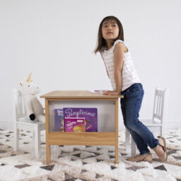 Humble Crew Journey Children's Wood Table And 2 Chairs Set With Book Storage, Natural/white - thumbnail 7