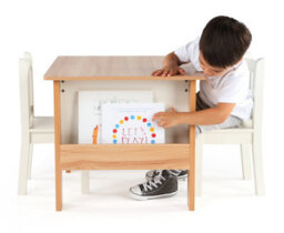 Humble Crew Journey Children's Wood Table And 2 Chairs Set With Book Storage, Natural/white - thumbnail 5