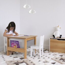 Humble Crew Journey Children's Wood Table And 2 Chairs Set With Book Storage, Natural/white - thumbnail 8