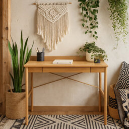 Wyld Haus Kyoto Natural Oak Veneer Wood Office Desk 1100mm X 500mm