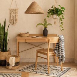 Wyld Haus Kyoto Natural Oak Veneer Wood Office Desk 1100mm X 500mm - thumbnail 2